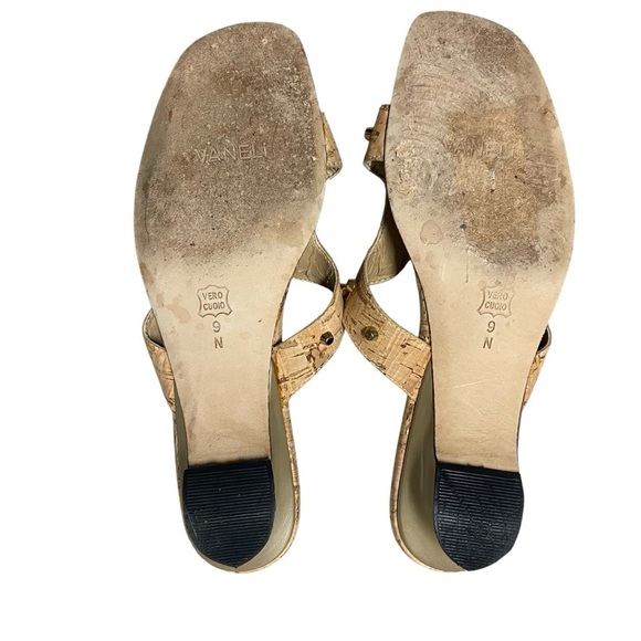 Vaneli Women’s Cork Slide Sandal Size 9N Tan Slip-on with Gold Hardware Casual - Picture 6 of 10